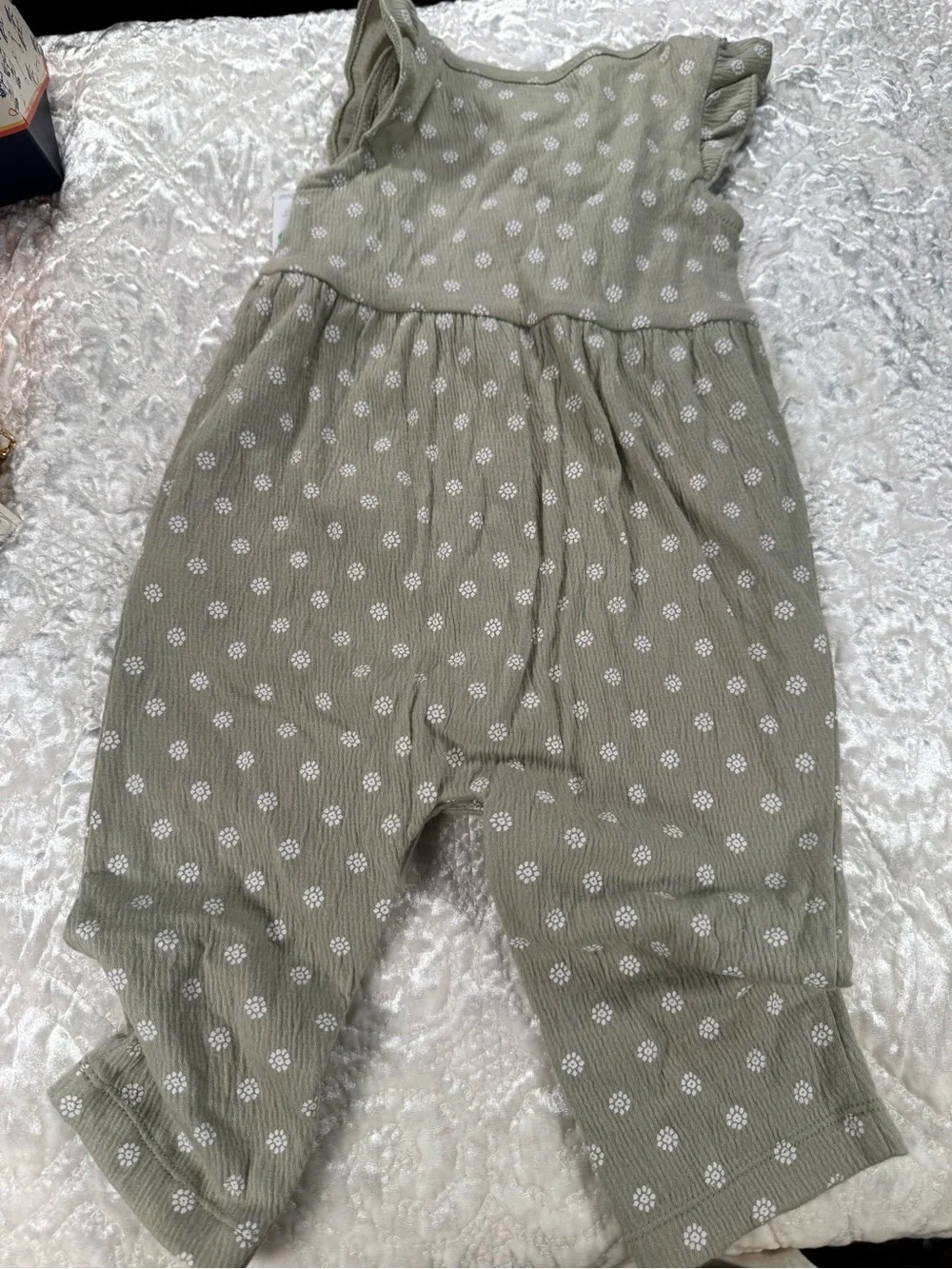 NWT Carter's Olive Green Floral Ruffled Baby Romper